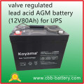 Ventil-geregelte Blei-Säure-AGM-Batterie (12V80Ah) für UPS, Telecom, Elektrische Versorgungsunternehmen
